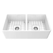 Nantucket 33" Double Bowl Farmhouse Fireclay Kitchen Sink