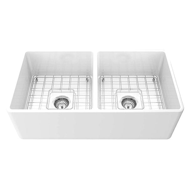 Nantucket 33" Double Bowl Farmhouse Fireclay Kitchen Sink