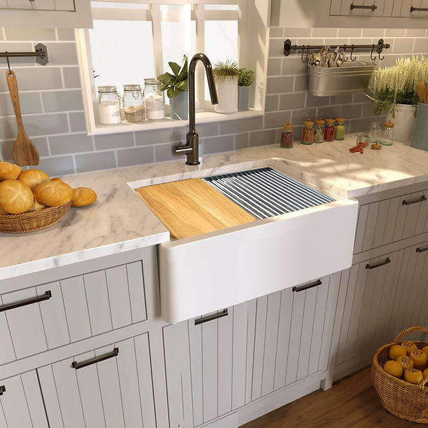 Nantucket 30" Reversible Workstation Granite Composite Apron Sink with Accessory Pack