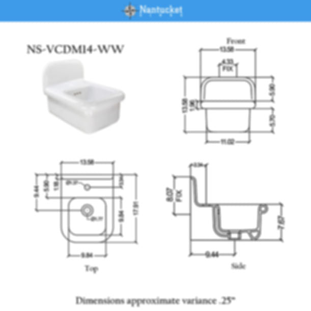 Nantucket Victorian Collection White with Black Skirt - 20" Wall Mount Sink with holes for deck mounted faucets