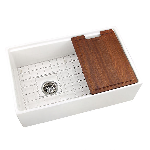 Nantucket 30" Workstation Fireclay Apron Sink Side Drain