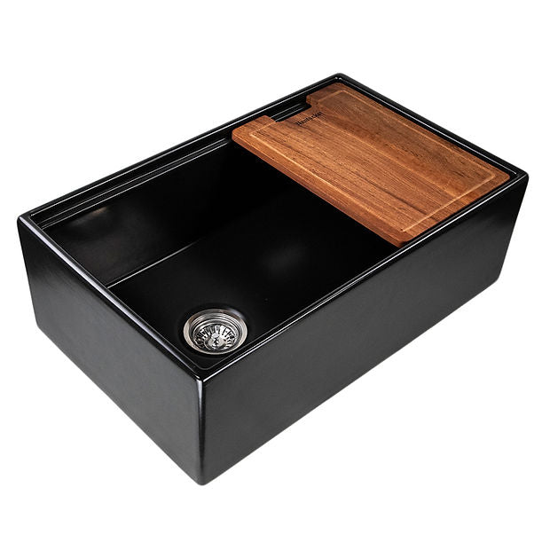 Nantucket 30" Workstation Fireclay Apron Sink Side Drain