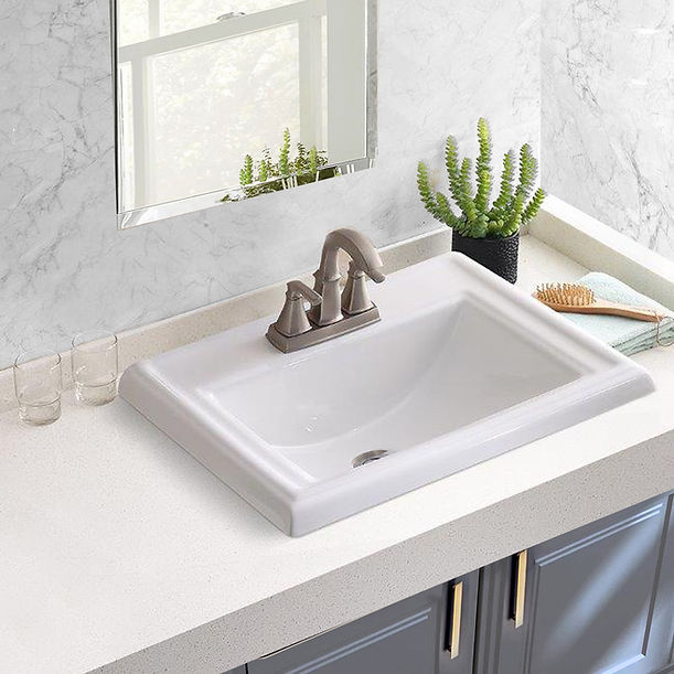 Nantucket 23" Rectangular Drop-In Ceramic Vanity Sink DI-2418-R4