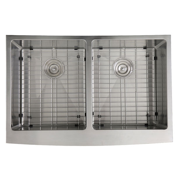 Nantucket 33" Double Bowl Farmhouse Apron Front Stainless Steel Kitchen Sink