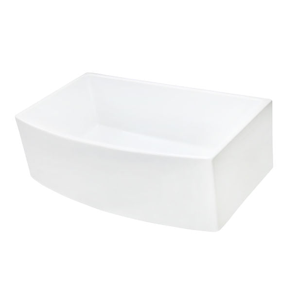 Nantucket Italian Made Fine Fireclay Curved Apron Farmer Sink in White