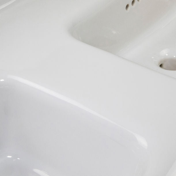 Nantucket Fireclay 30s Style Double Bowl Sink with White Bowls