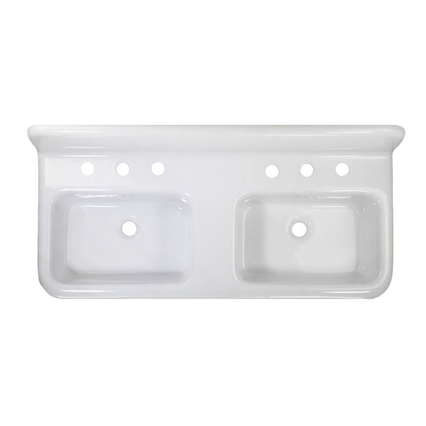 Nantucket Fireclay 30s Style Double Bowl Sink with White Bowls