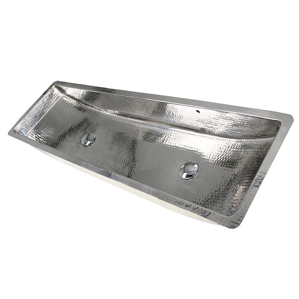 Nantucket TRS48-OF Stainless Steel Double Trough Undermount Bathroom Sink with Overflow