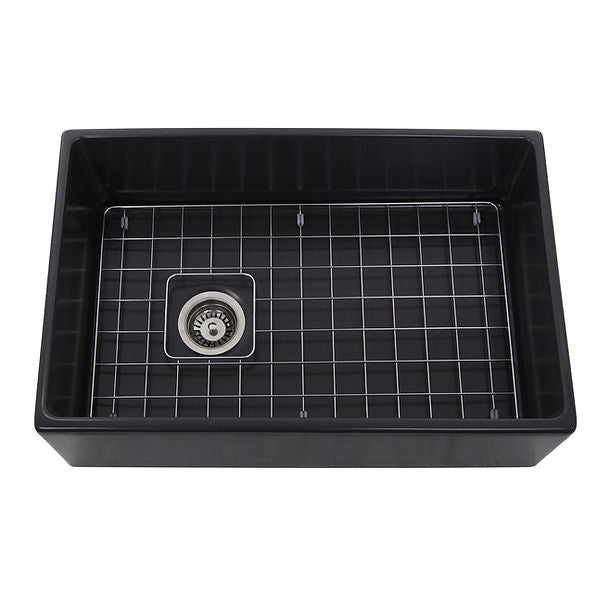 Nantucket 30" Farmhouse Fireclay Sink with Drain and Grid