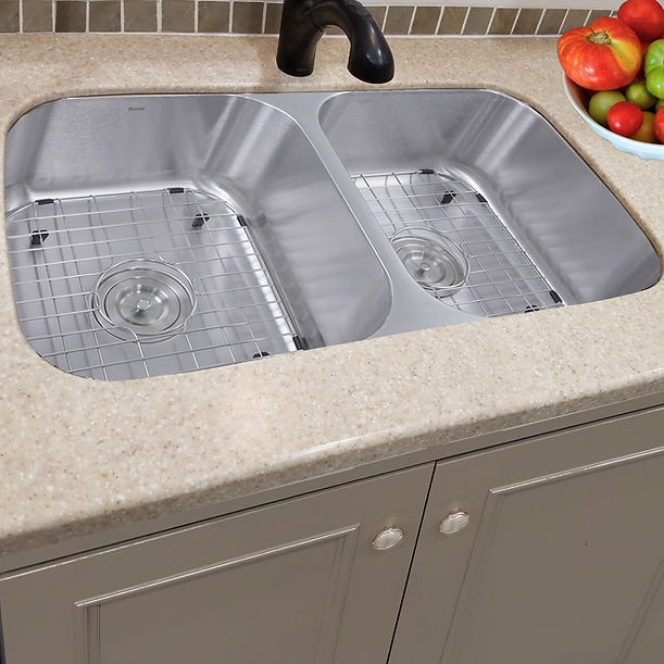 Nantucket 32.5" Double Bowl Equal Undermount Stainless Steel Kitchen Sink, 16 Gauge