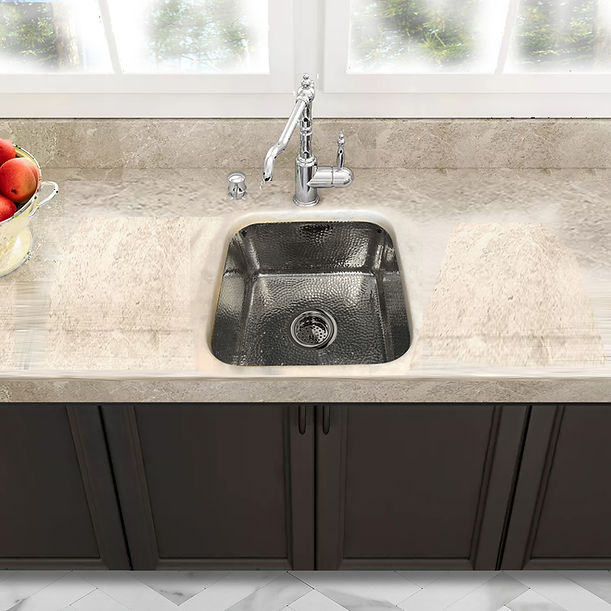 Nantucket SQRS-7 16.5" Square Hammered Stainless Bar Sink