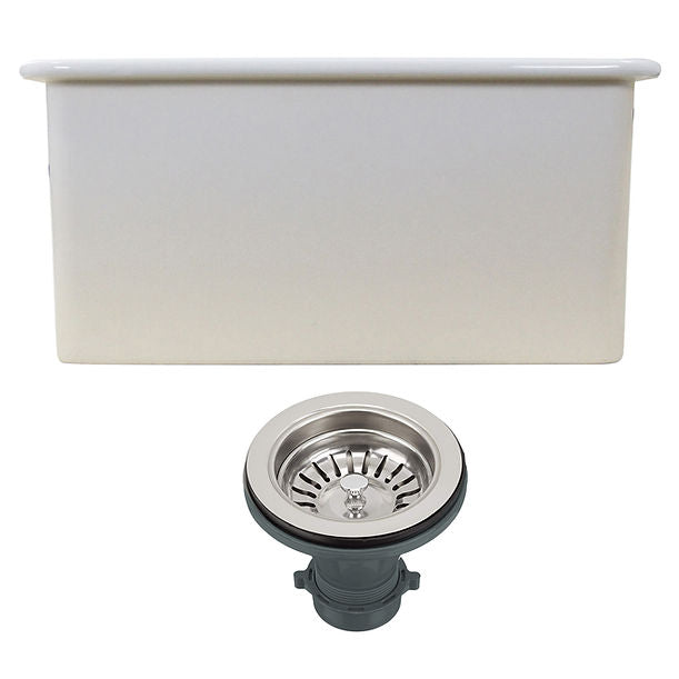 Nantucket Cape189 Single Bowl Dualmount Fireclay Bar-Prep Sink White