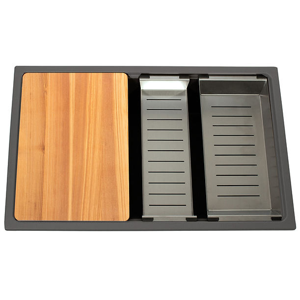 Nantucket 30" Dualmount Granite Composite Prep-Station with Side Set Drain