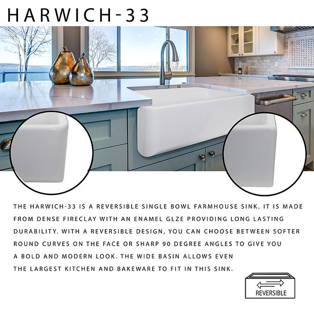 Nantucket 33" Italian Farmhouse Fireclay Sink Harwich-33