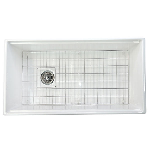Nantucket 36" Matte Black Farmhouse Workstation Fireclay Sink with Offset Drain