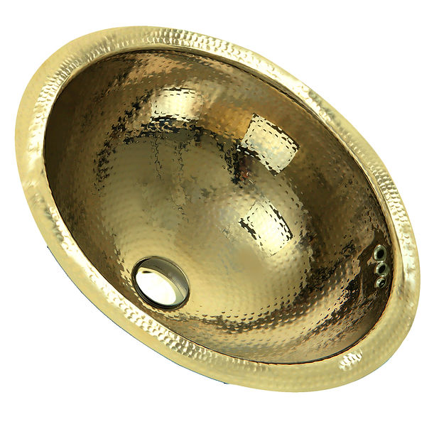 Nantucket RLB - 16.5" Hammered Brass Round Undermount Bathroom Sink With Overflow