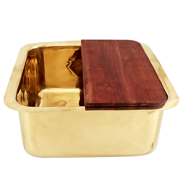 Nantucket SQRB-7SM 16.62" Smooth Unlacquered Brass Square Undermount or Top Mount Bar Sink