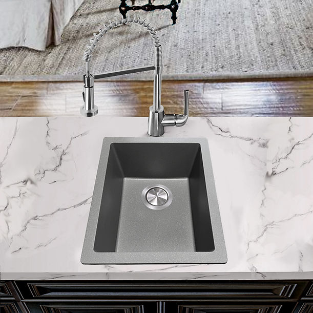 Nantucket 15" x 18" granite composite single bowl dualmount bar-prep sink