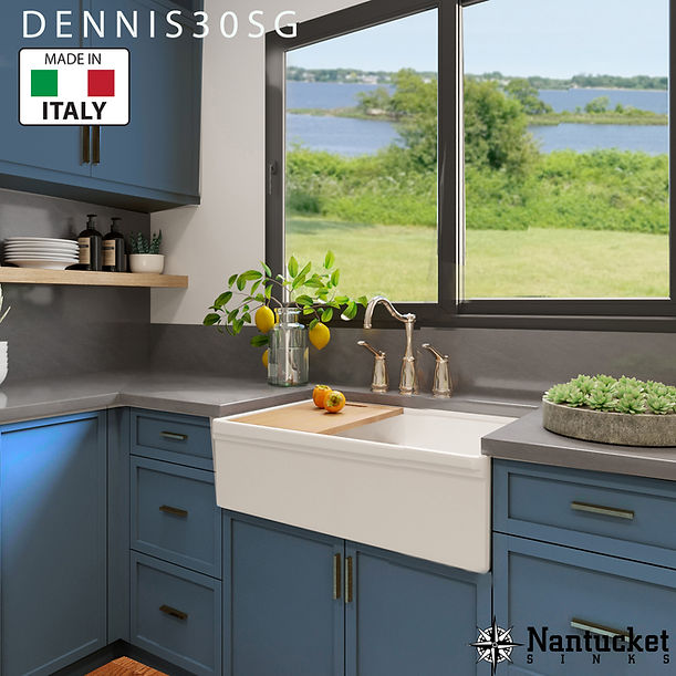 Nantucket 30" Single Bowl Workstation Fireclay Sink with Cuttingboard