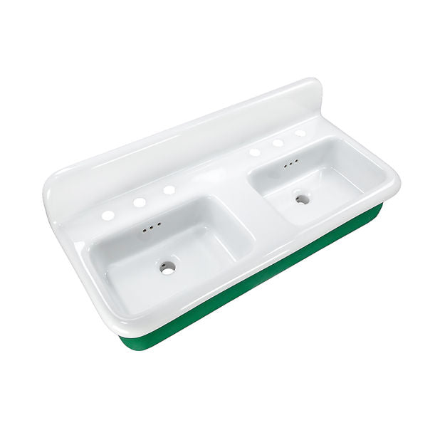 Nantucket Fireclay 30s Style Double Bowl Sink with White Bowls