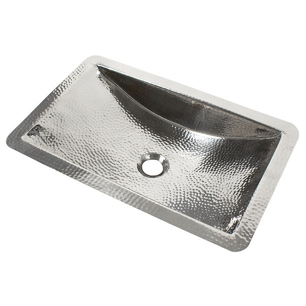 Nantucket TRS Hand Hammered Stainless Steel Rectangle Undermount Bathroom Sink