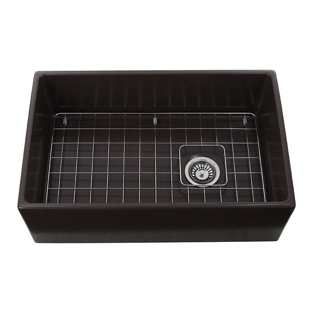 Nantucket 30" Farmhouse Fireclay Sink with Drain and Grid