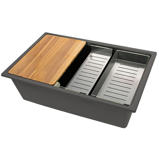 Nantucket 30" Dualmount Granite Composite Prep-Station with Side Set Drain