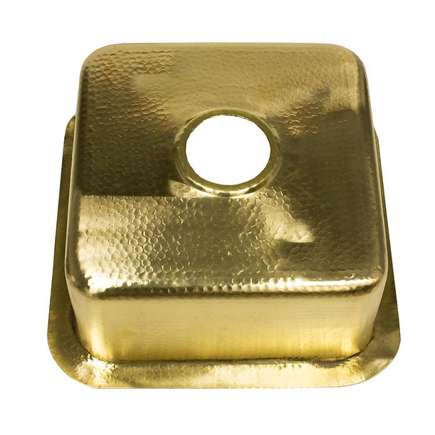 Nantucket SQRB-7MF 16.62" Hammered Unlacquered Brass Square Undermount or Top Mount Bar Sink With A Matte Finishe