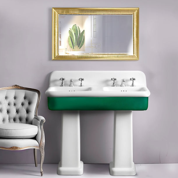 Nantucket Fireclay 30s Style Double Bowl Sink with White Bowls