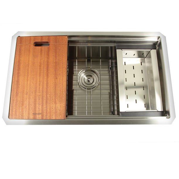 Nantucket SR-PS-3018-16 - 30" Pro Series Prep-Station Single Bowl Undermount Stainless Steel Kitchen Sink with Included Accessories