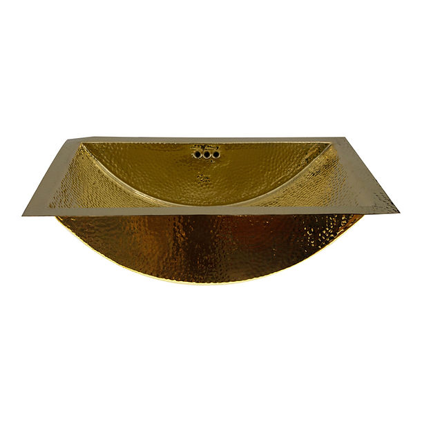 Nantucket TRB2416-OF - 23.5" X 15.5" Hand Hammered Brass Rectangle Undermount Bathroom Sink with Overflow