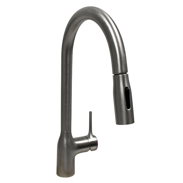 Brushed Stainless Kitchen Faucet with Arched Pull Down Design