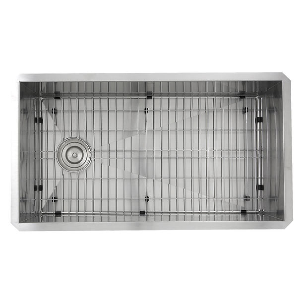 Nantucket ZR3218-OSD - 32" Pro Series Large Rectangle Single Bowl Undermount Small Radius Stainless Steel Kitchen Sink, Offset Drain