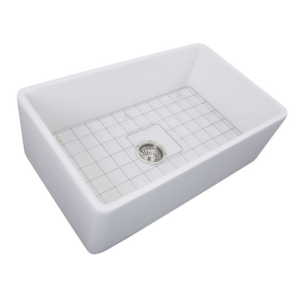 Nantucket - T-FCFS30 30" White Fireclay Farmhouse Kitchen Sink