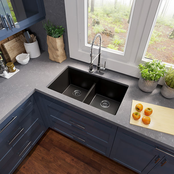 Nantucket Undermount Double Equal Bowls with Low Divide - Granite Composite Sink