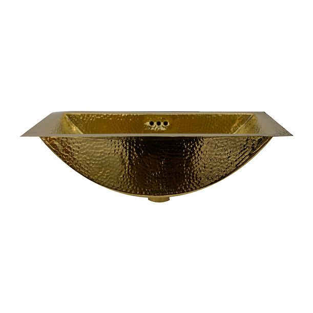 Nantucket TRB2416-OF - 23.5" X 15.5" Hand Hammered Brass Rectangle Undermount Bathroom Sink with Overflow