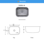 Nantucket NS09i-16 - 23" Small Rectangle Single Bowl Undermount Stainless Steel Kitchen Sink, 16 Gauge