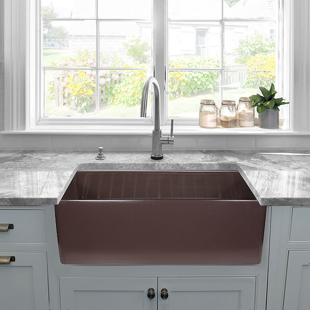 Nantucket  T-FCFS30CB is a 30" Coffee Brown Fireclay Farmhouse Kitchen Sink  