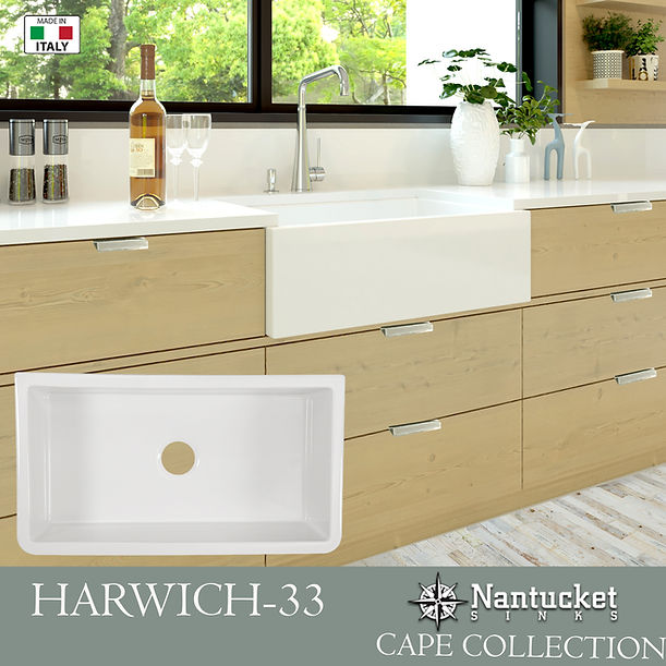 Nantucket 33" Italian Farmhouse Fireclay Sink Harwich-33