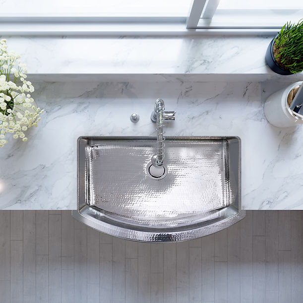 Nantucket Brightwork Collection Hammered Stainless Steel Large Single Bowl Prep Station Sink