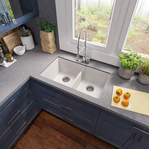 Nantucket Undermount Double Equal Bowls with Low Divide - Granite Composite Sink