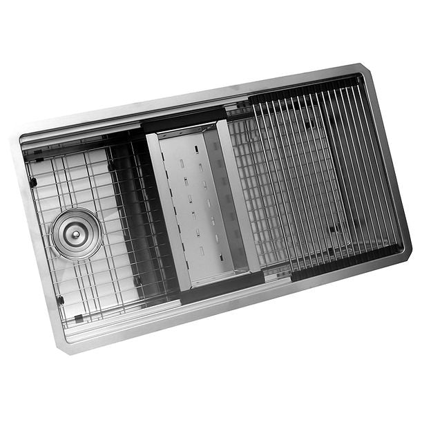 16 Gauge 304 Stainless Zero Radius Rectangle Undermount Sink With Specially Designed LedgesIncludes Bottom Grid, Colander and RUM OSD