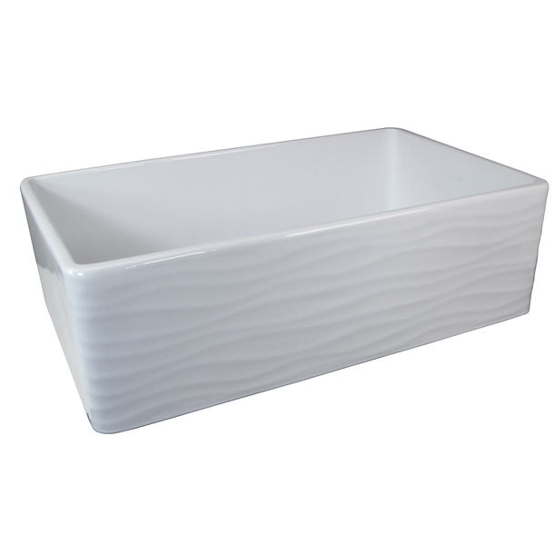 Nantucket 33" Farmhouse Fireclay Sink with Waves Apron
