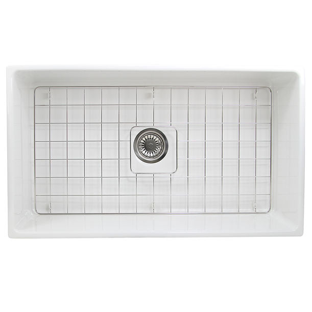Nantucket T-FCFS33 33" Farmhouse Fireclay Sink with Drain and Grid