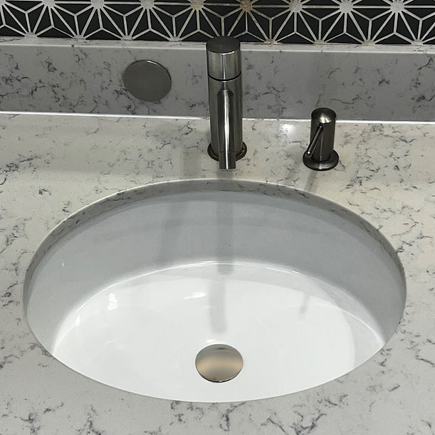 Flat Bottom Oval Undermount Sink - White - 17x 14 - Bowl depth 4.5