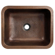 Nantucket REHC - 17" X 14" Hammered Copper Rectangle Undermount Bathroom Sink, 1.5" Drain