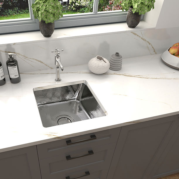 Nantucket SQRS-7 16.5" Square Hammered Stainless Bar Sink