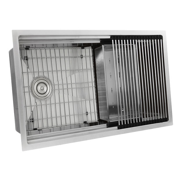16 Gauge 304 Stainless Zero Radius Rectangle Undermount Sink With Specially Designed LedgesIncludes Bottom Grid, Colander and RUM OSD