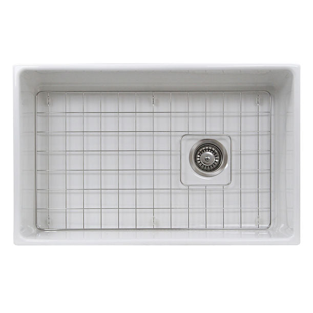 Nantucket 30" Farmhouse Fireclay Sink with Drain and Grid