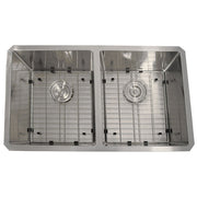 Nantucket SR3219-DE-16 - 32" Pro Series 50/50 Off Set Double Bowl Undermount Small Radius Kitchen Sink